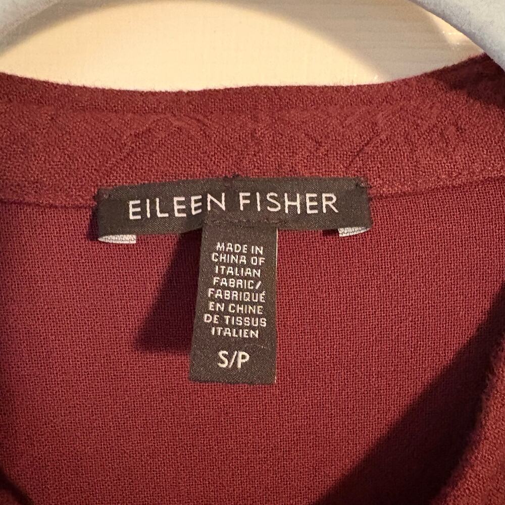 Eileen Fisher Organic Cotton Textured Jacket Burgundy Wine Small With Pockets - Picture 6 of 8